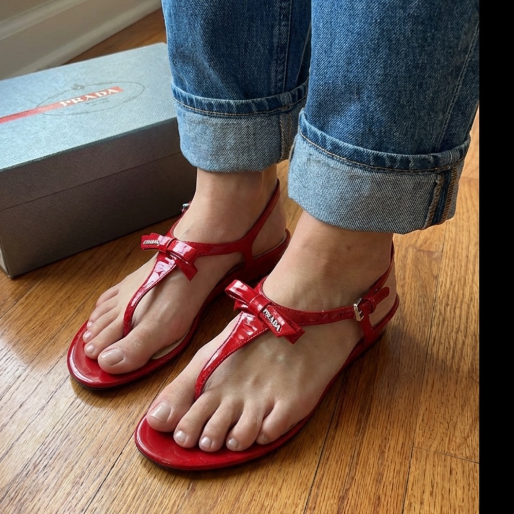 Prada Glossy Red Sandals size 38 with Box